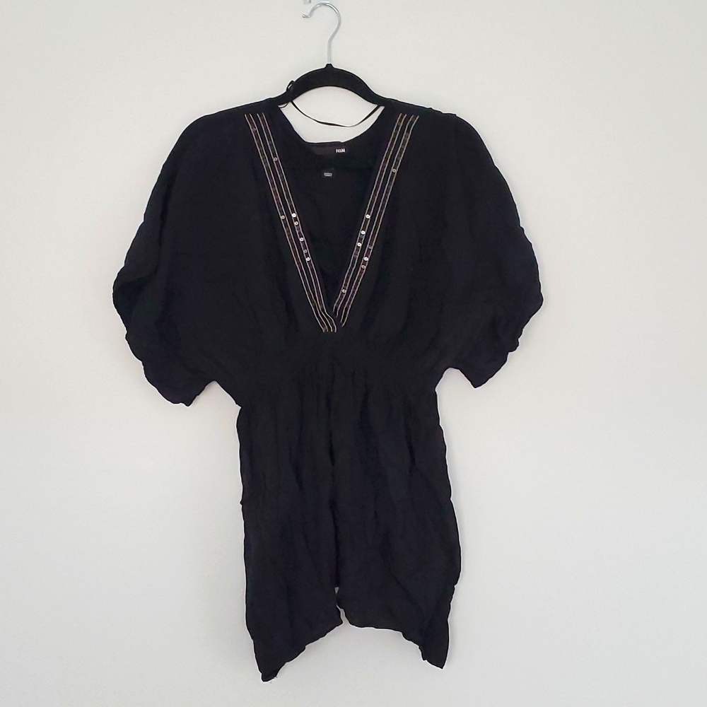 V-neck blouse with sequin accents